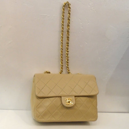 Chanel Vintage Beige Single Flap 20 Lambskin