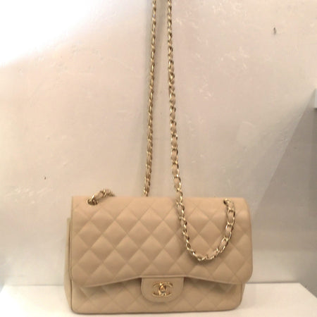 Chanel Vintage Cream Caviar Double Flap 30