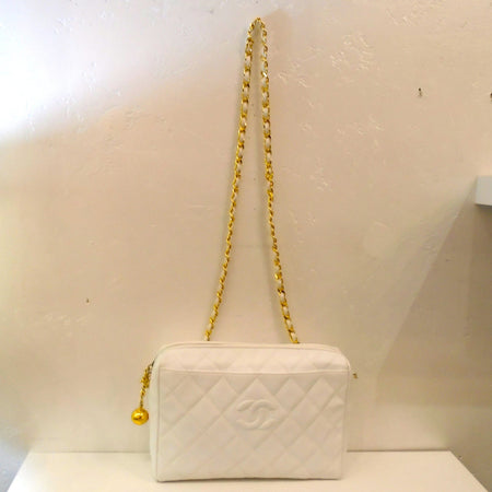 Chanel Vintage Pure White Caviar Shoulder Bag