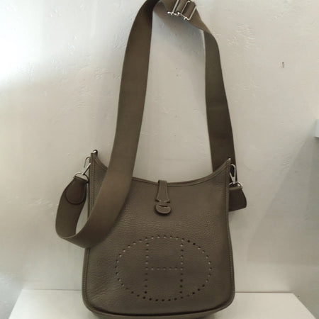 Hermes Vintage Etoupe Evelyne PM Clemence Leather
