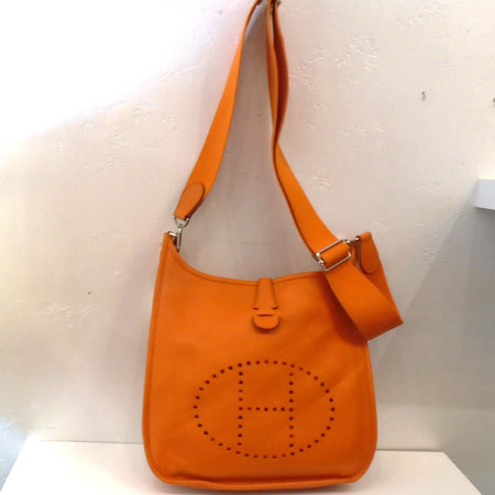Hermes Vintage Orange Clemence Leather Evelyn PM