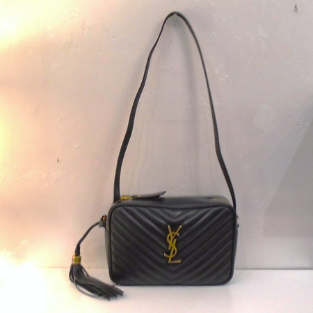 YSL Black Lou Medium Crossbody Chevron Camera Bag