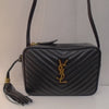 YSL Black Lou Medium Crossbody Chevron Camera Bag