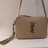 YSL Taupe Lou Medium Crossbody Chevron Camera Bag